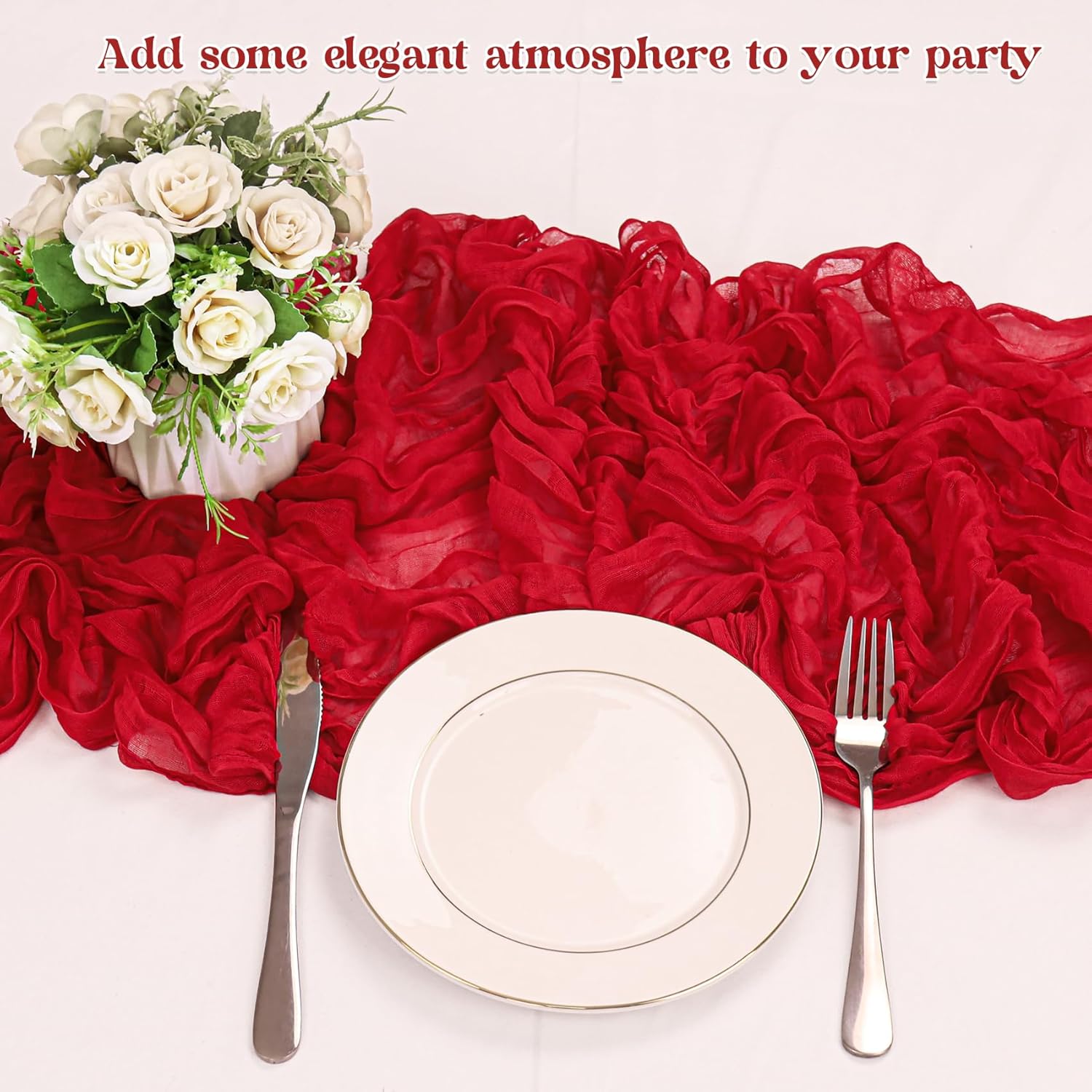 1.8/3/4M Long Red Table Runner - Christmas Table Runner incelemesi ve fiyatı