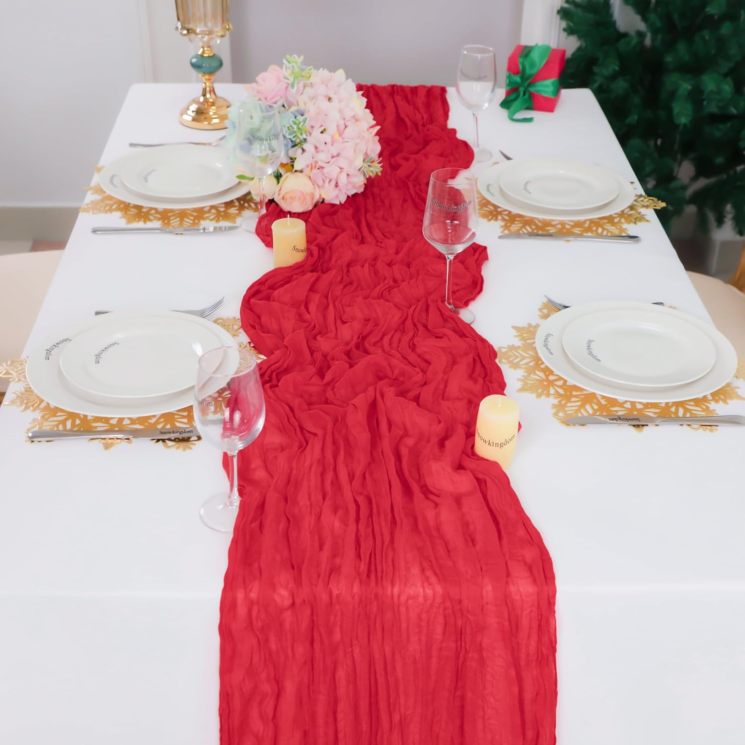 1.8/3/4M Long Red Table Runner - Christmas Table Runner incelemesi ve fiyatı