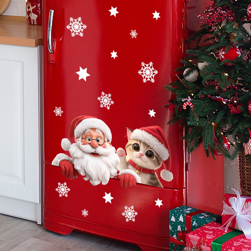 Kitten Santa Claus Window Stic - Snowflake Window Decal incelemesi ve fiyatı