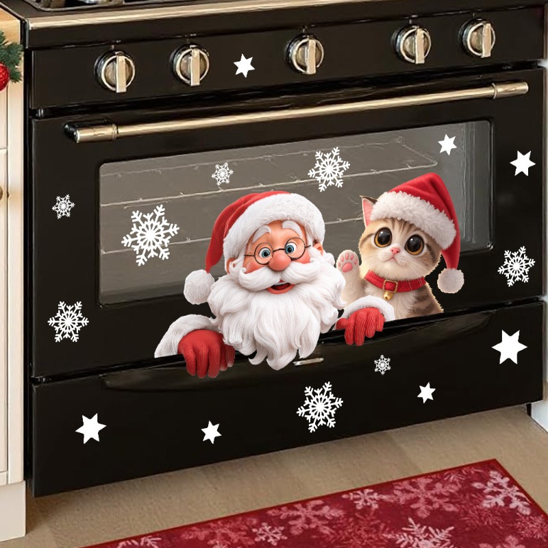 Kitten Santa Claus Window Stic - Snowflake Window Decal incelemesi ve fiyatı