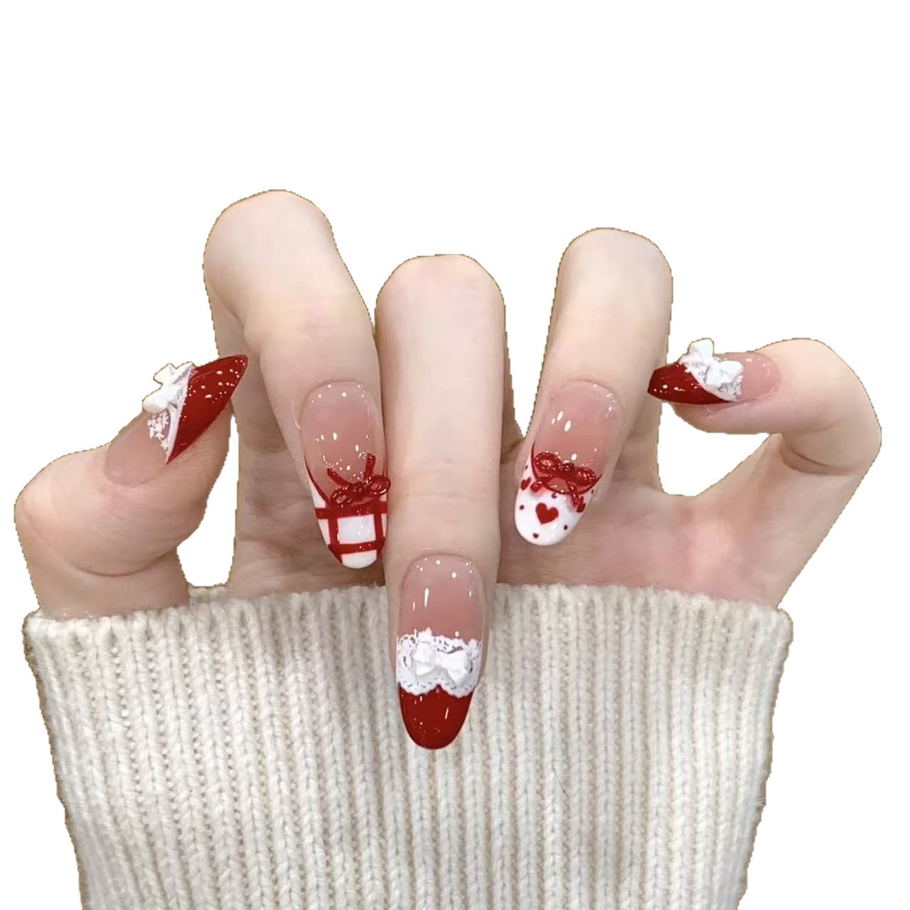 10pcs Handmade Press on Nails  - Christmas Throw Blanket incelemesi ve fiyatı