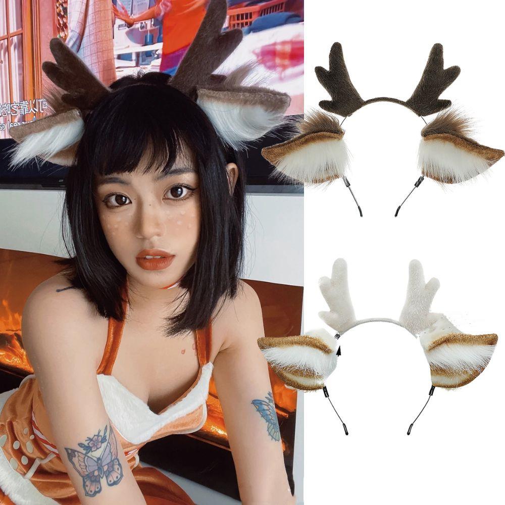 Handmade Animal Fur Antler Hea - Reindeer Antlers Headband incelemesi ve fiyatı