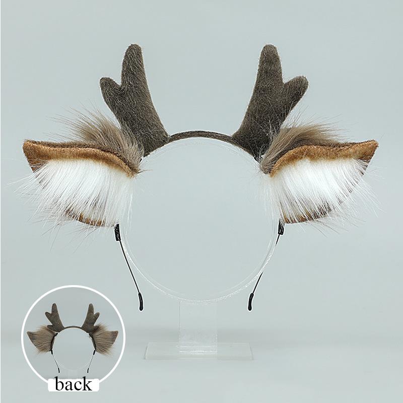 Handmade Animal Fur Antler Hea - Reindeer Antlers Headband incelemesi ve fiyatı
