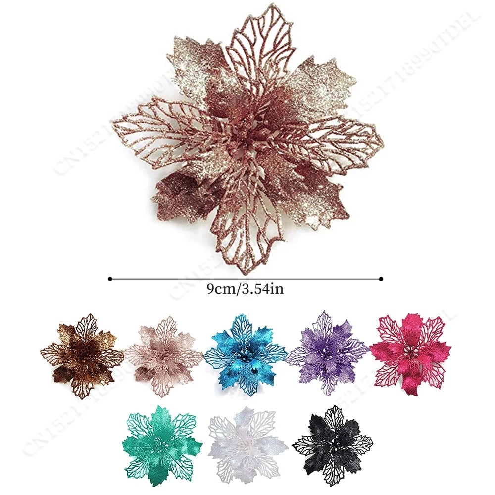 5pcs 9cm Glitter Artifical Chr - Christmas Wreath Fake incelemesi ve fiyatı