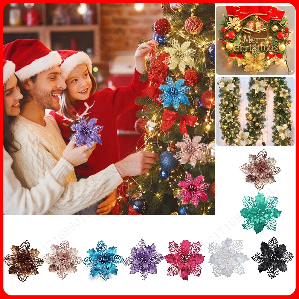 5pcs 9cm Glitter Artifical Chr - Christmas Wreath Fake incelemesi ve fiyatı