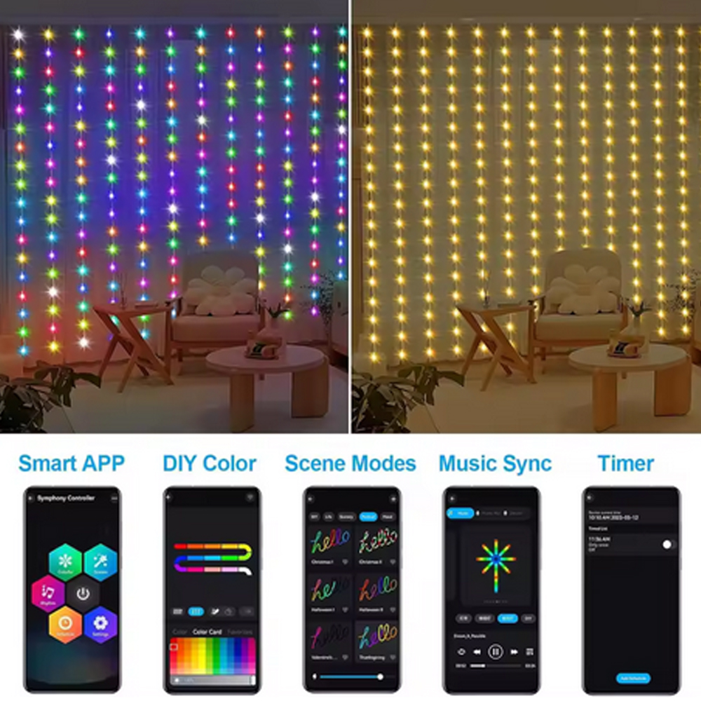 3M RGB Smart LED Curtain Light - Christmas Lights Outdoor incelemesi ve fiyatı