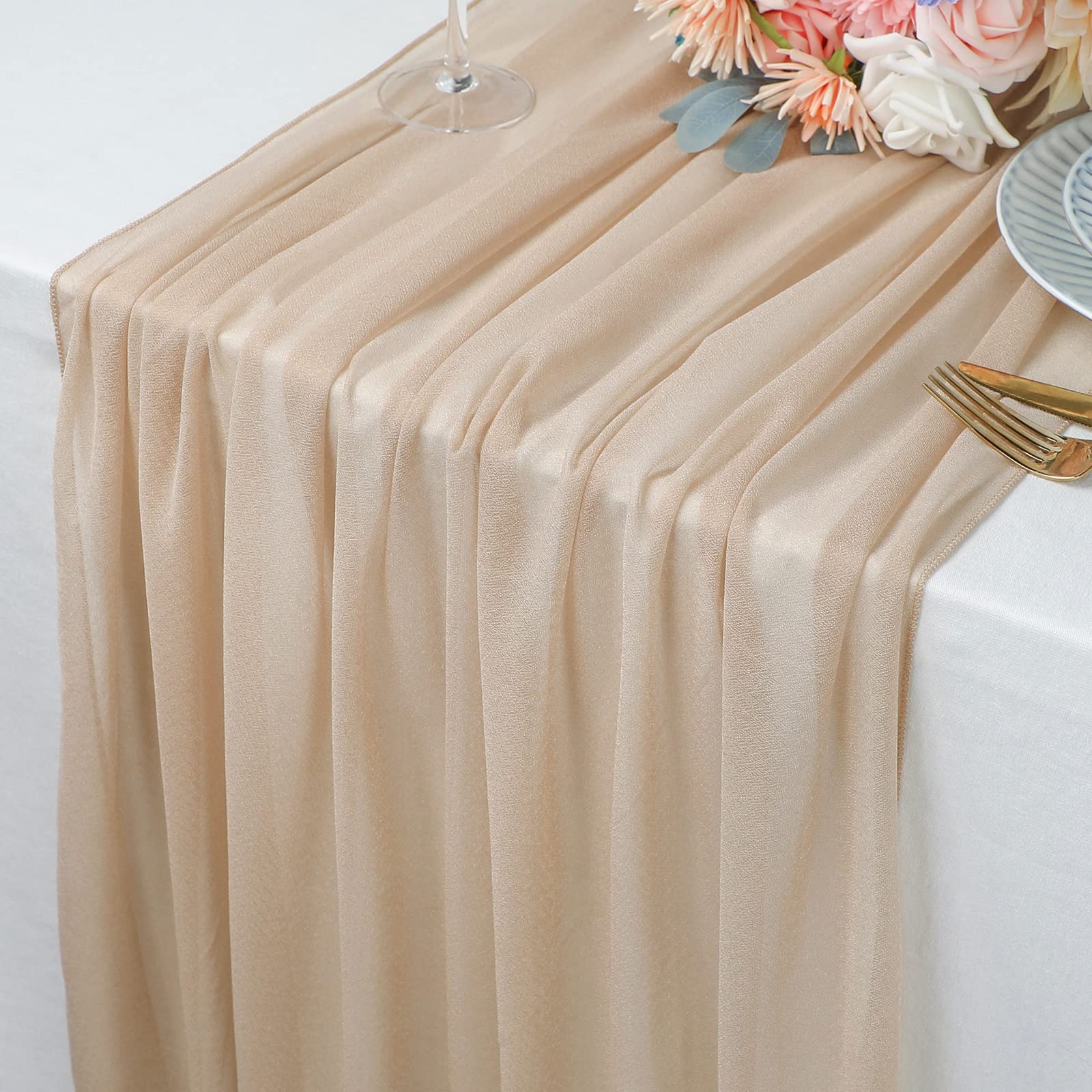 Beige Table Runner Chiffon Tab - Christmas Table Runner incelemesi ve fiyatı