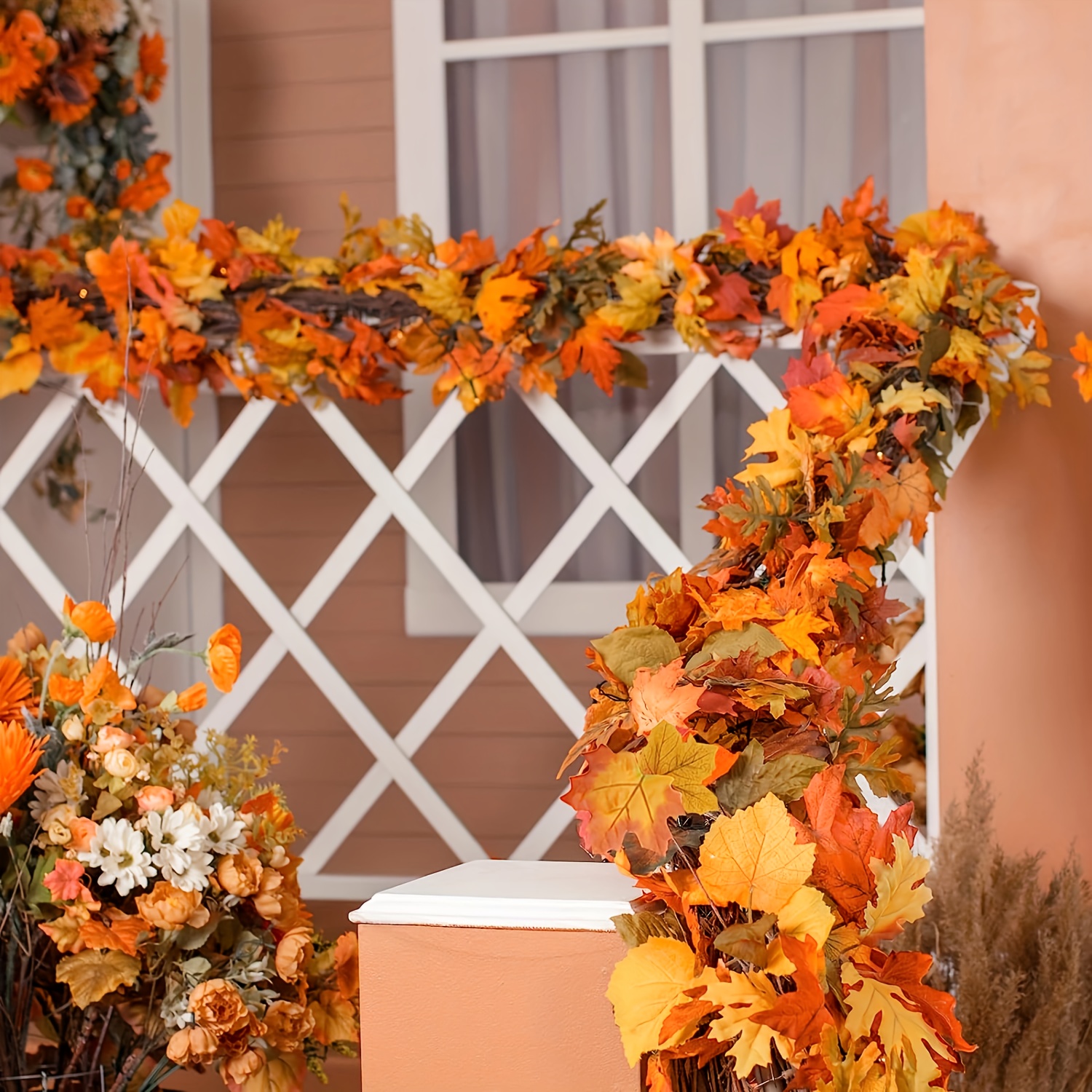 100CM Autumn Artificial Maple  - Christmas Wreath Fake incelemesi ve fiyatı