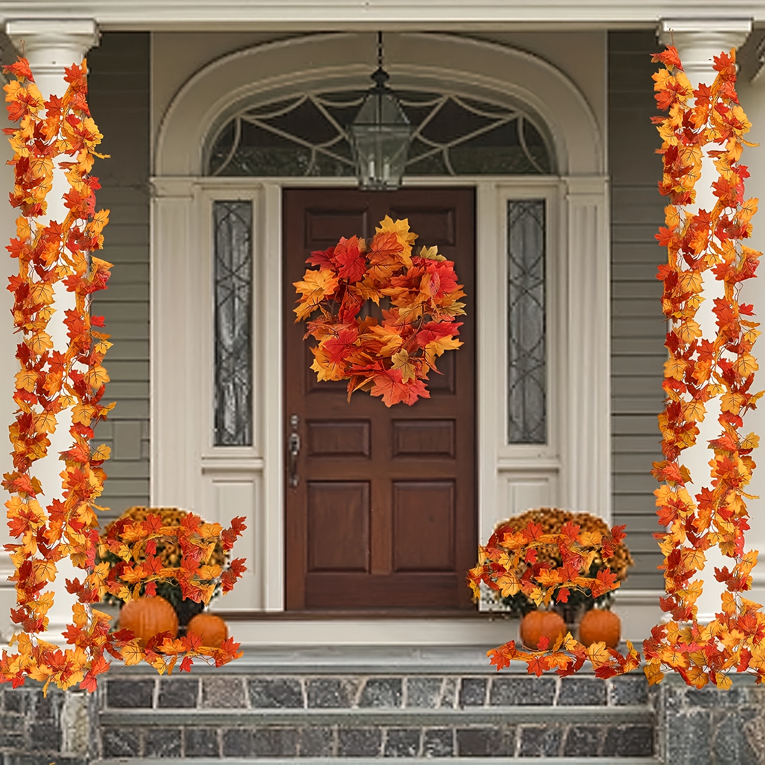 100CM Autumn Artificial Maple  - Christmas Wreath Fake incelemesi ve fiyatı