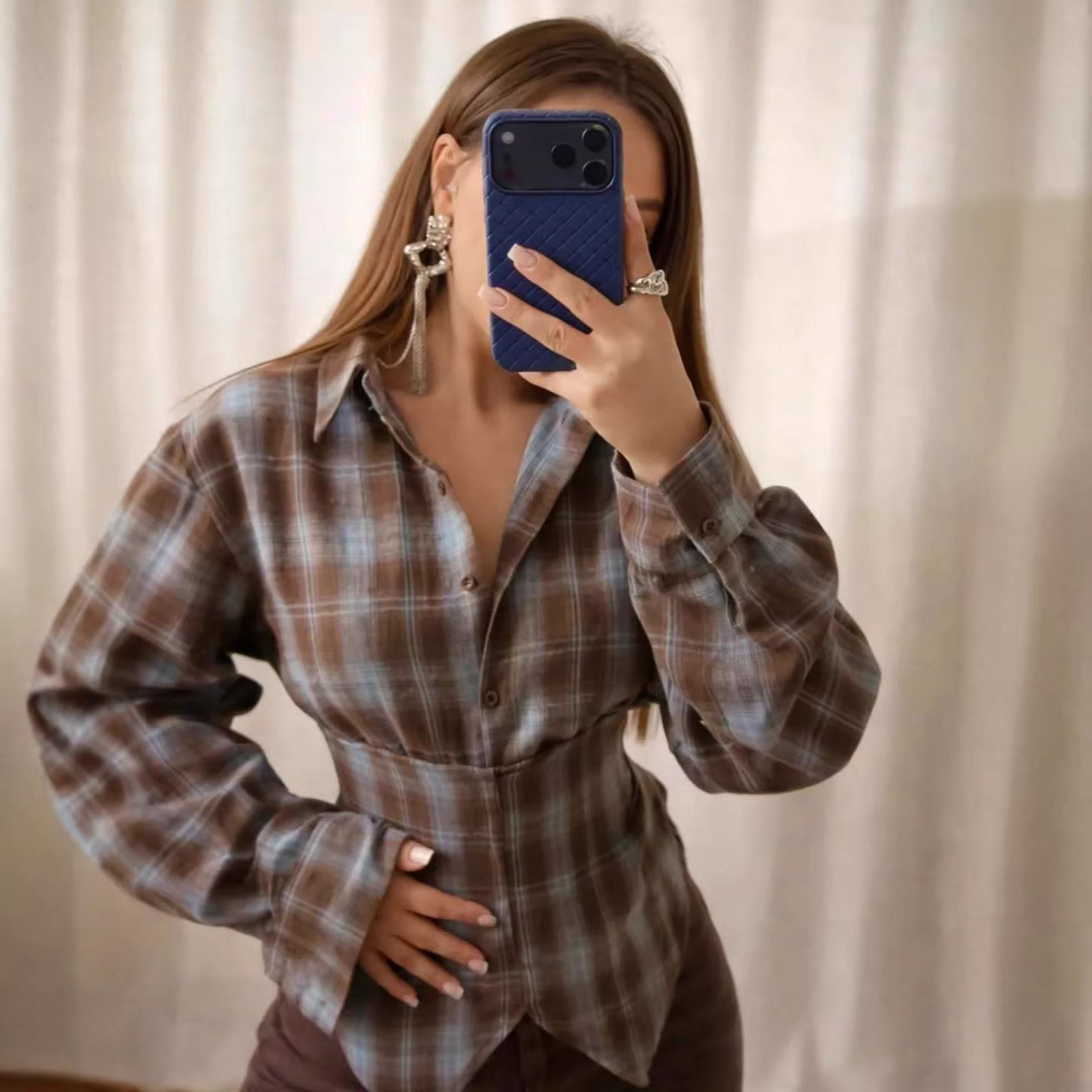 Loose Women's Plaid Blouse Vin - Christmas Throw Blanket incelemesi ve fiyatı