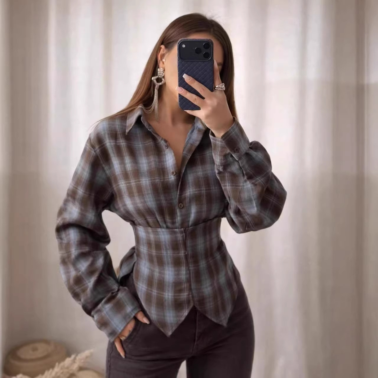 Loose Women's Plaid Blouse Vin - Christmas Throw Blanket incelemesi ve fiyatı