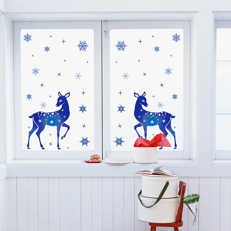 Christmas Window Stickers Elk  - Snowflake Window Decal incelemesi ve fiyatı