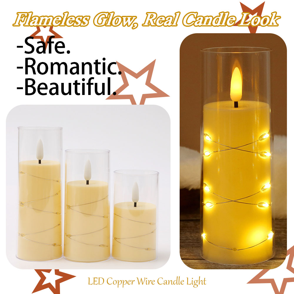 3pcs/set LED Copper Wire Flame - Holiday Candle Set incelemesi ve fiyatı