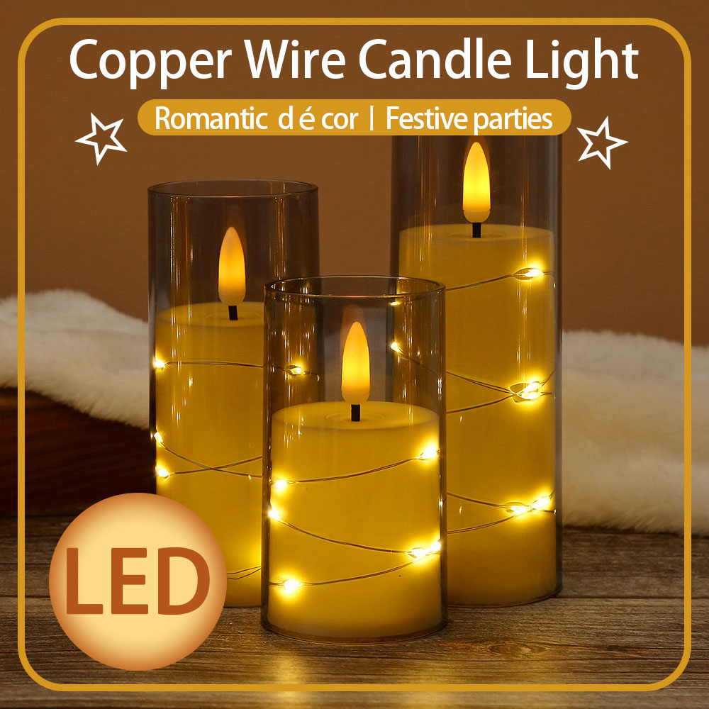 3pcs/set LED Copper Wire Flame - Holiday Candle Set incelemesi ve fiyatı