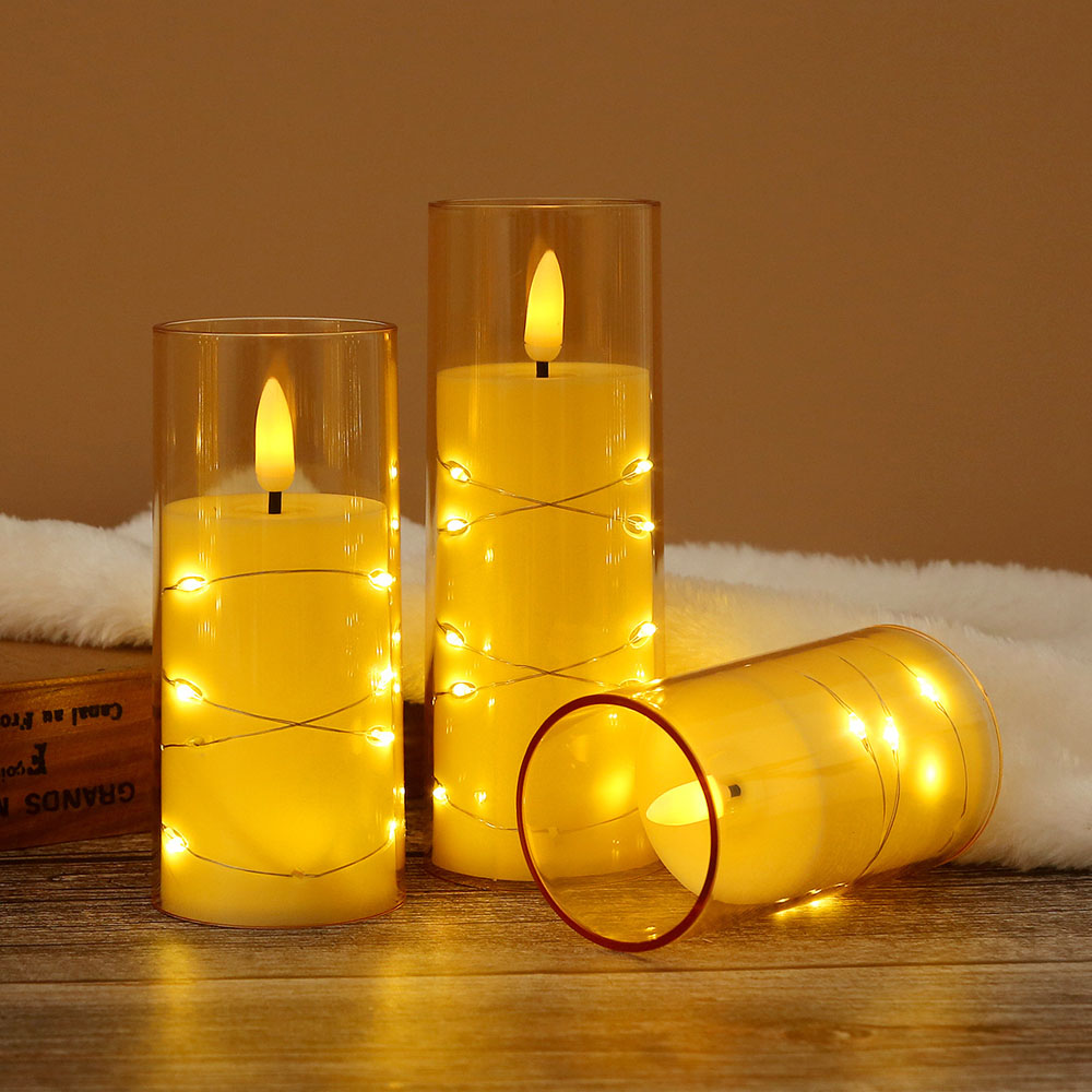 3pcs/set LED Copper Wire Flame - Holiday Candle Set incelemesi ve fiyatı
