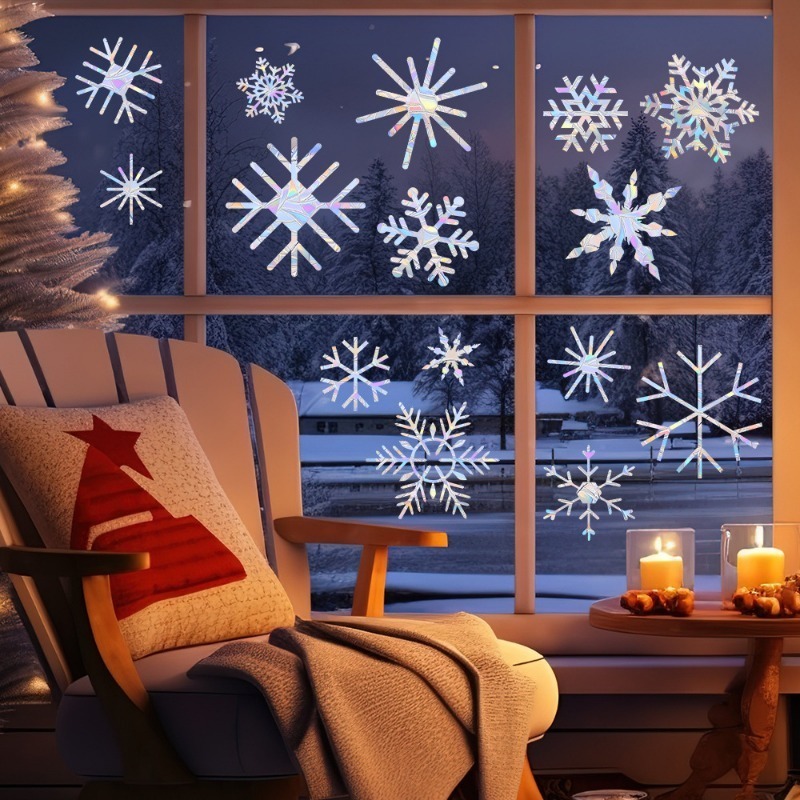 Xmas Snowflake Pattern Rainbow - Snowflake Window Decal incelemesi ve fiyatı