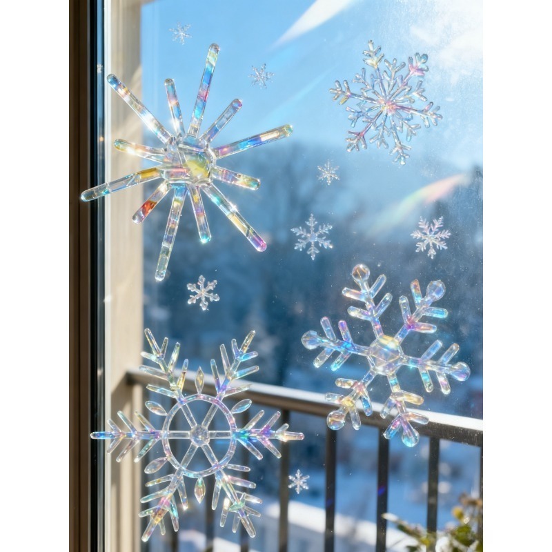 Xmas Snowflake Pattern Rainbow - Snowflake Window Decal incelemesi ve fiyatı